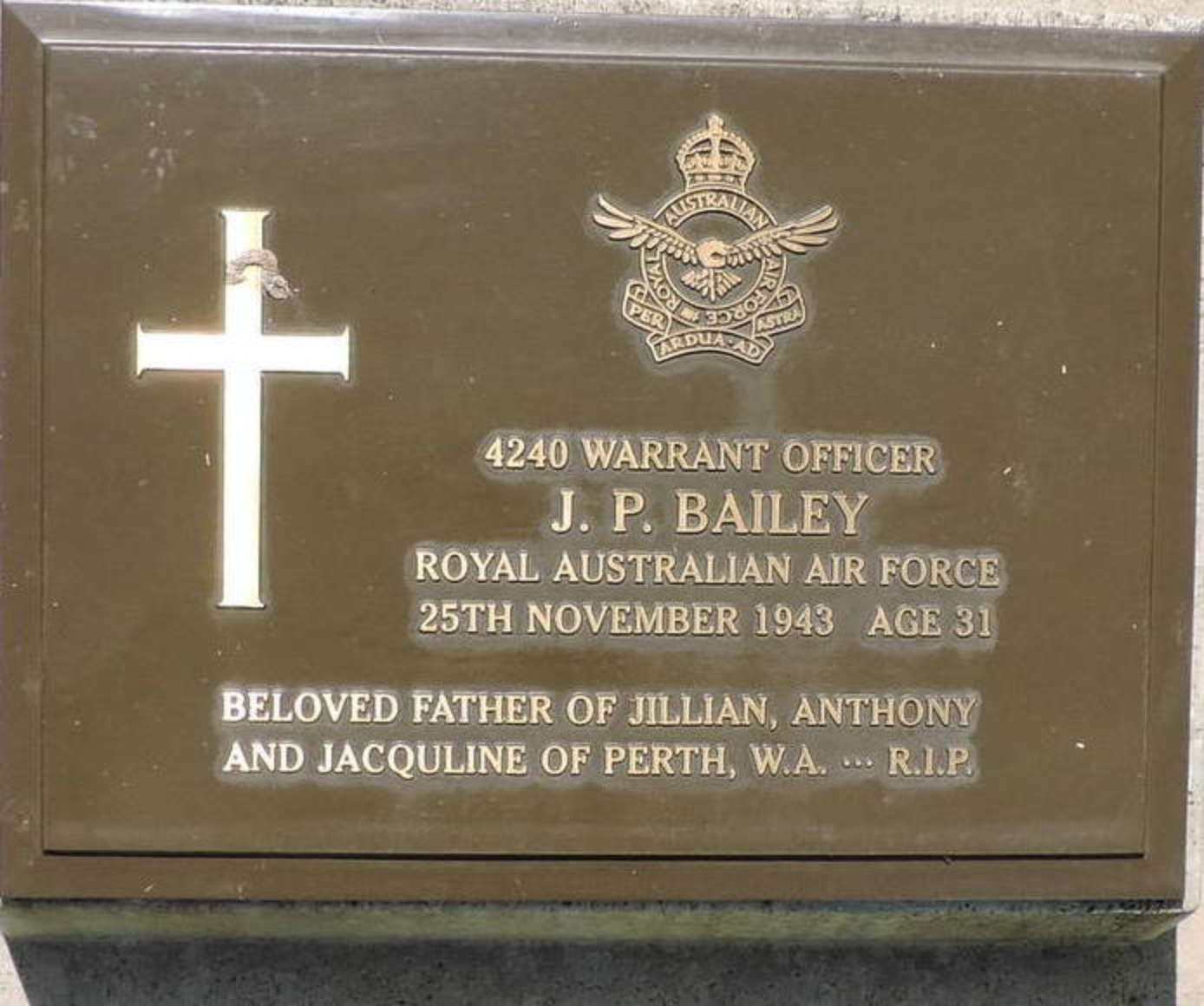 Plaque on Skip’s Grave